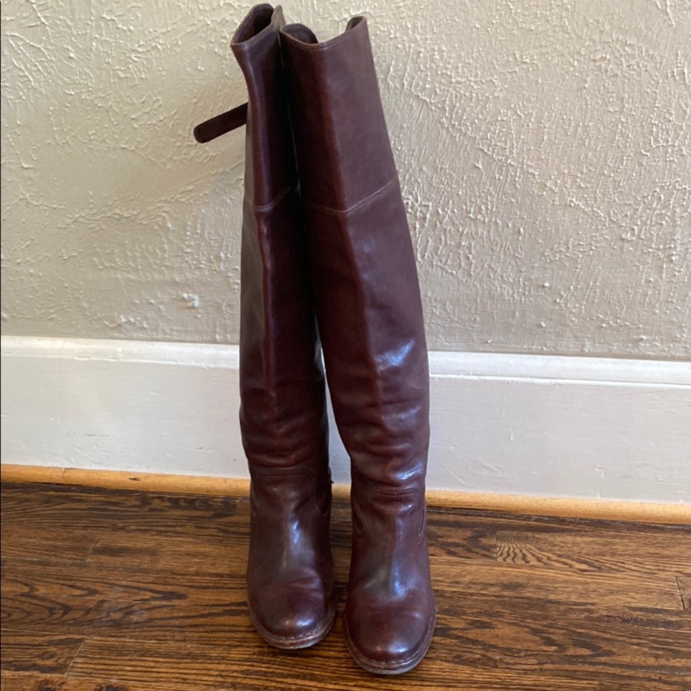 Frye Dark Brown Over the Knee Leather Boots